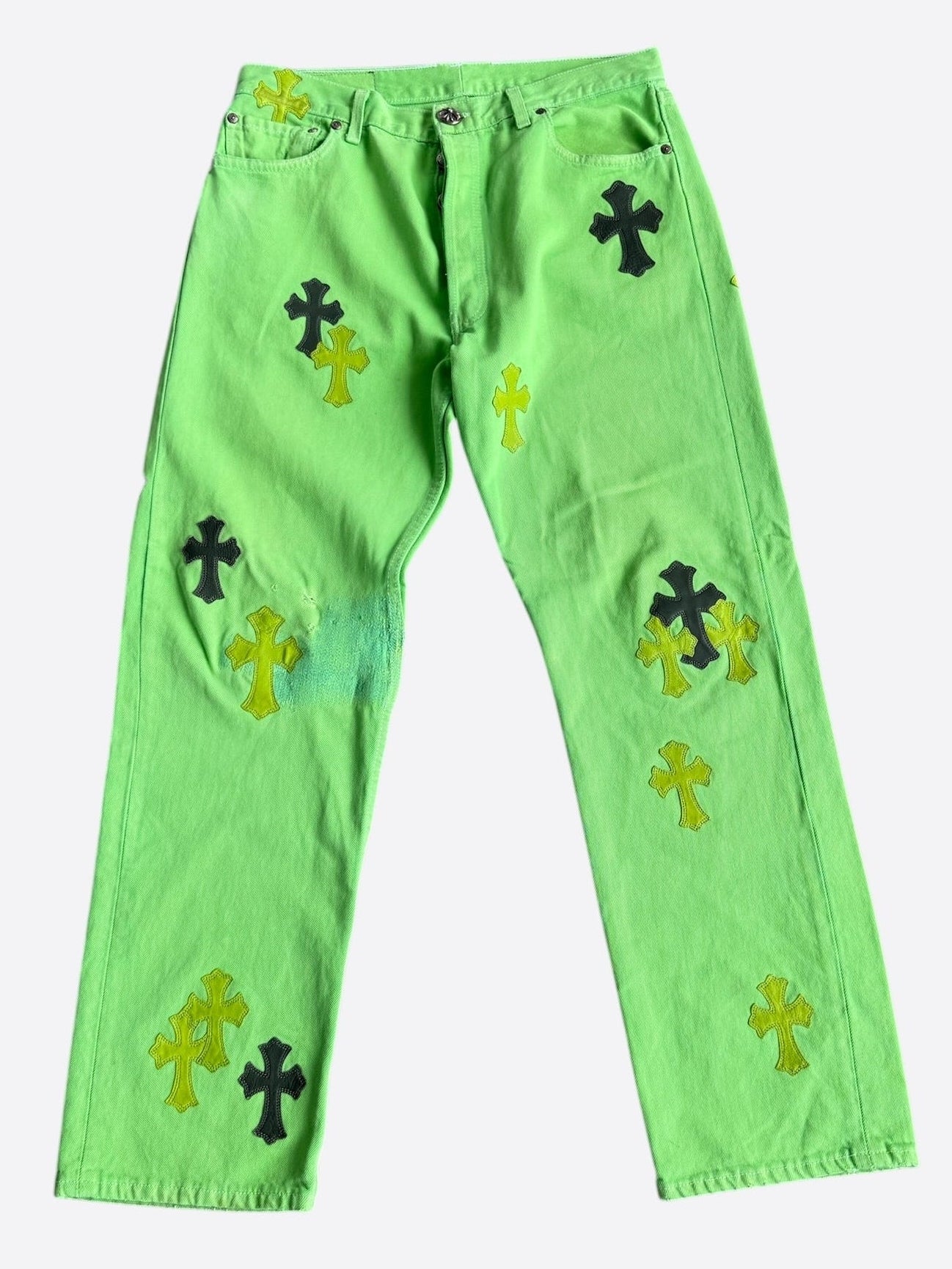 Chrome Hearts Levis Green & Black Cross Patch Jeans