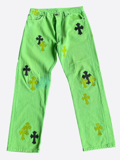 Chrome Hearts Levis Green & Black Cross Patch Jeans