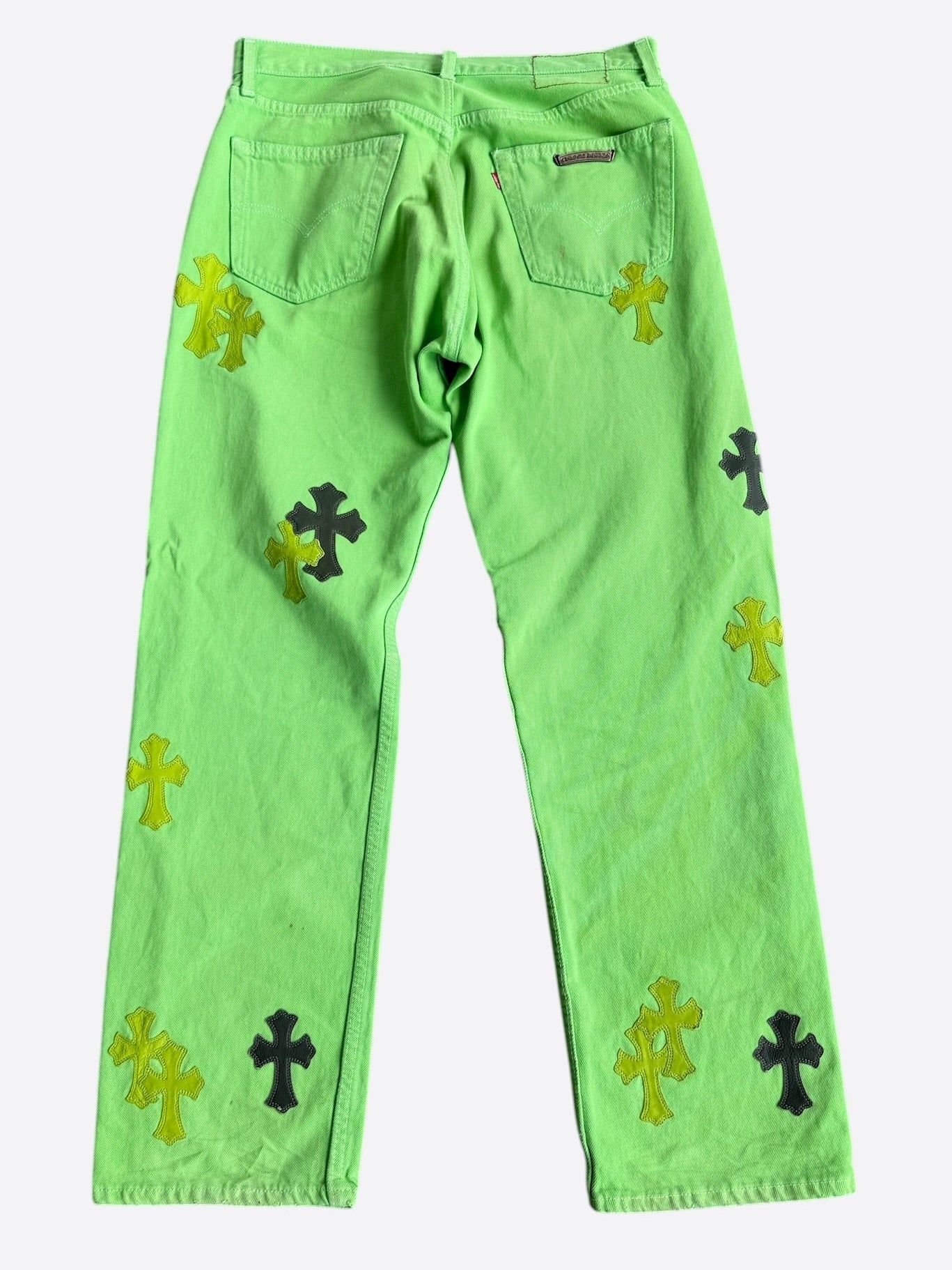 Chrome Hearts Levis Green & Black Cross Patch Jeans