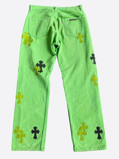 Chrome Hearts Levis Green & Black Cross Patch Jeans