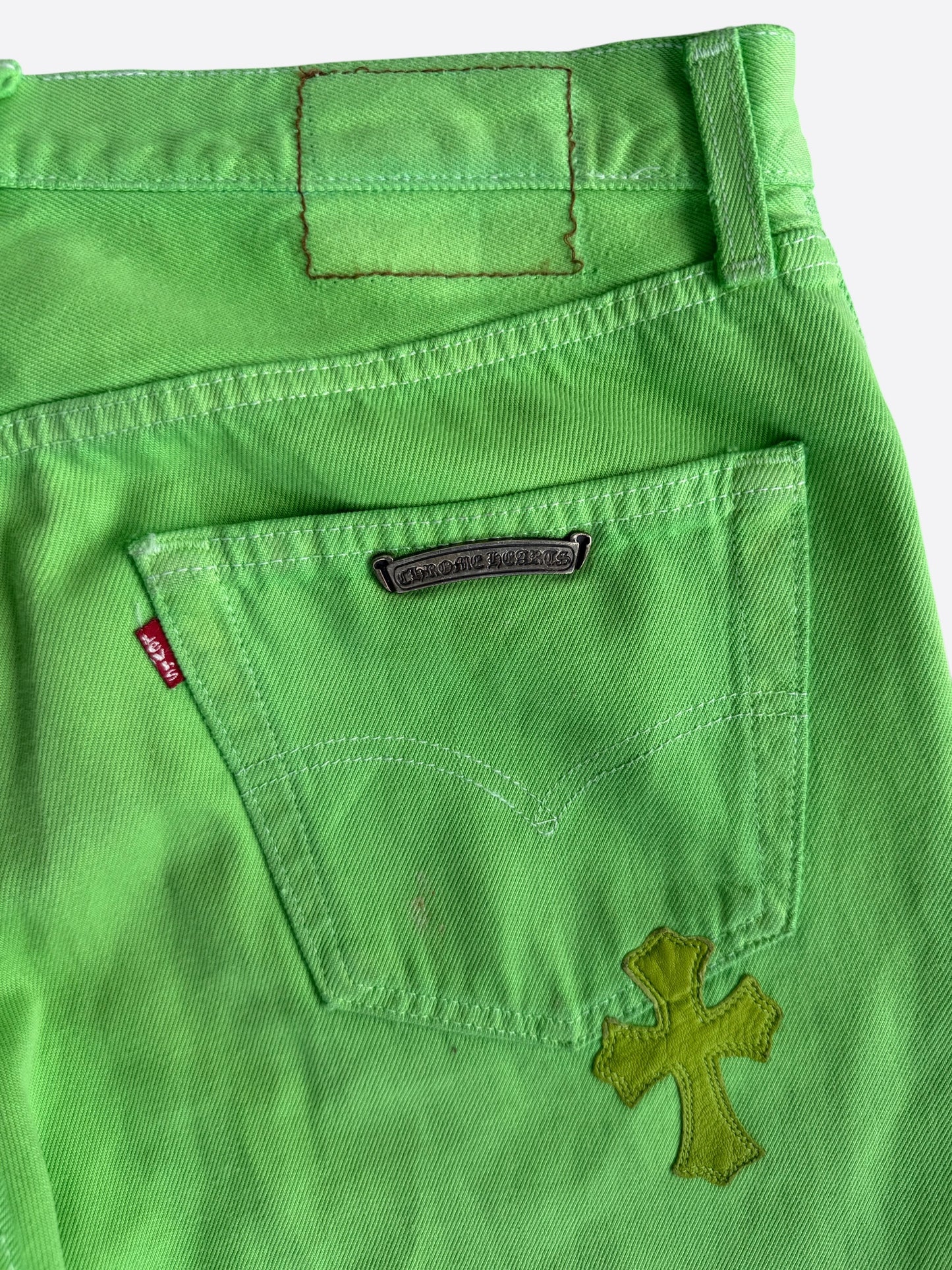 Chrome Hearts Levis Green & Black Cross Patch Jeans