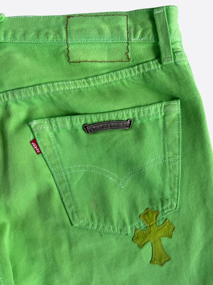Chrome Hearts Levis Green & Black Cross Patch Jeans