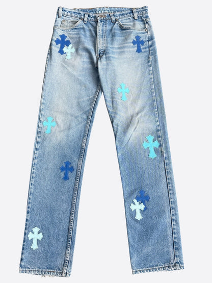 Chrome Hearts Levis Blue & Light Blue Cross Patch Jeans