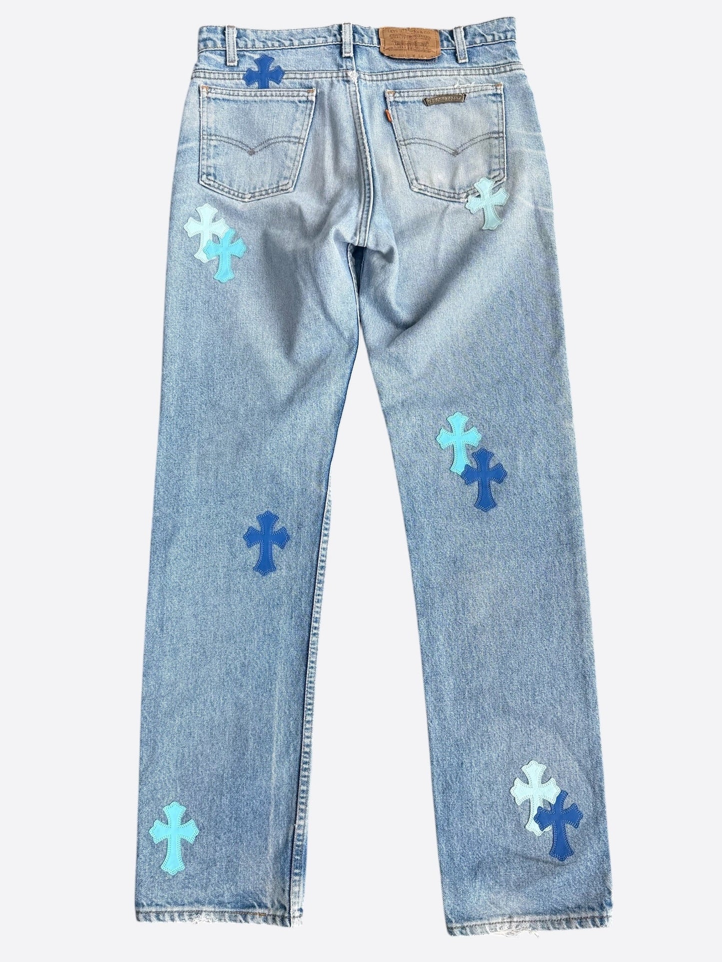 Chrome Hearts Levis Blue & Light Blue Cross Patch Jeans