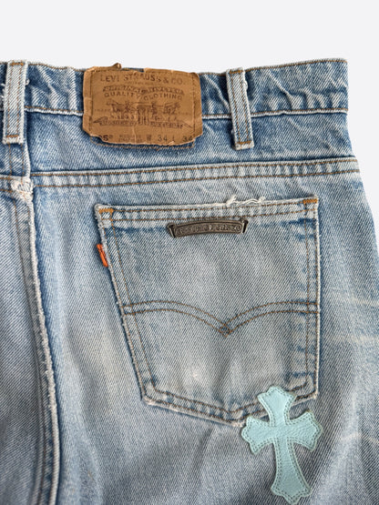 Chrome Hearts Levis Blue & Light Blue Cross Patch Jeans