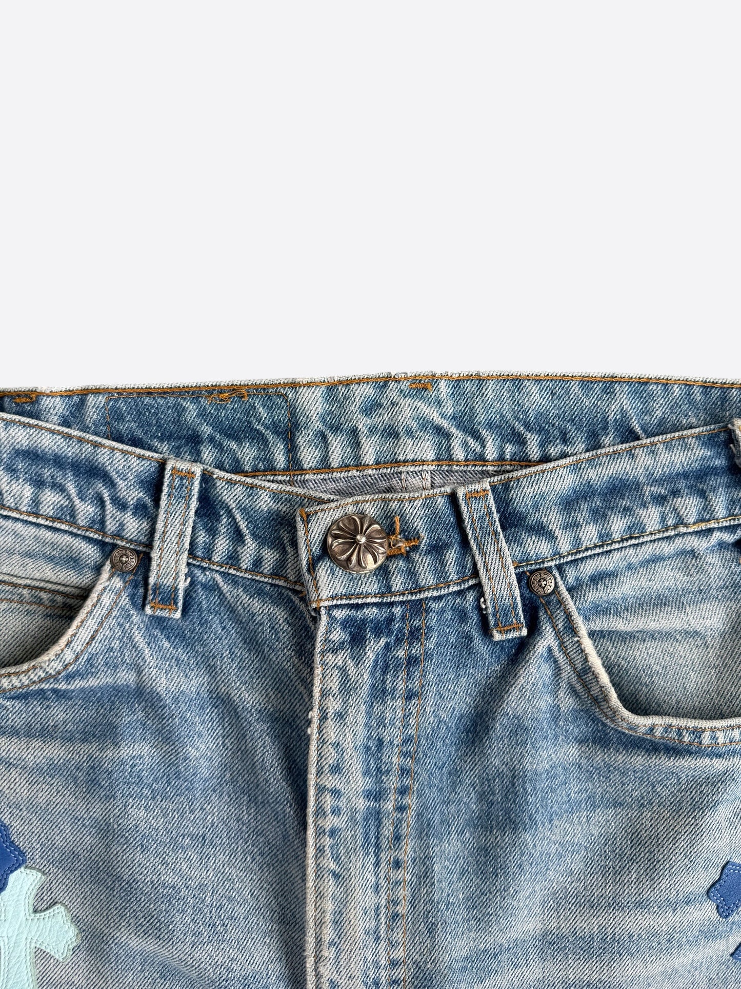 Chrome Hearts Levis Blue & Light Blue Cross Patch Jeans
