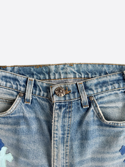 Chrome Hearts Levis Blue & Light Blue Cross Patch Jeans