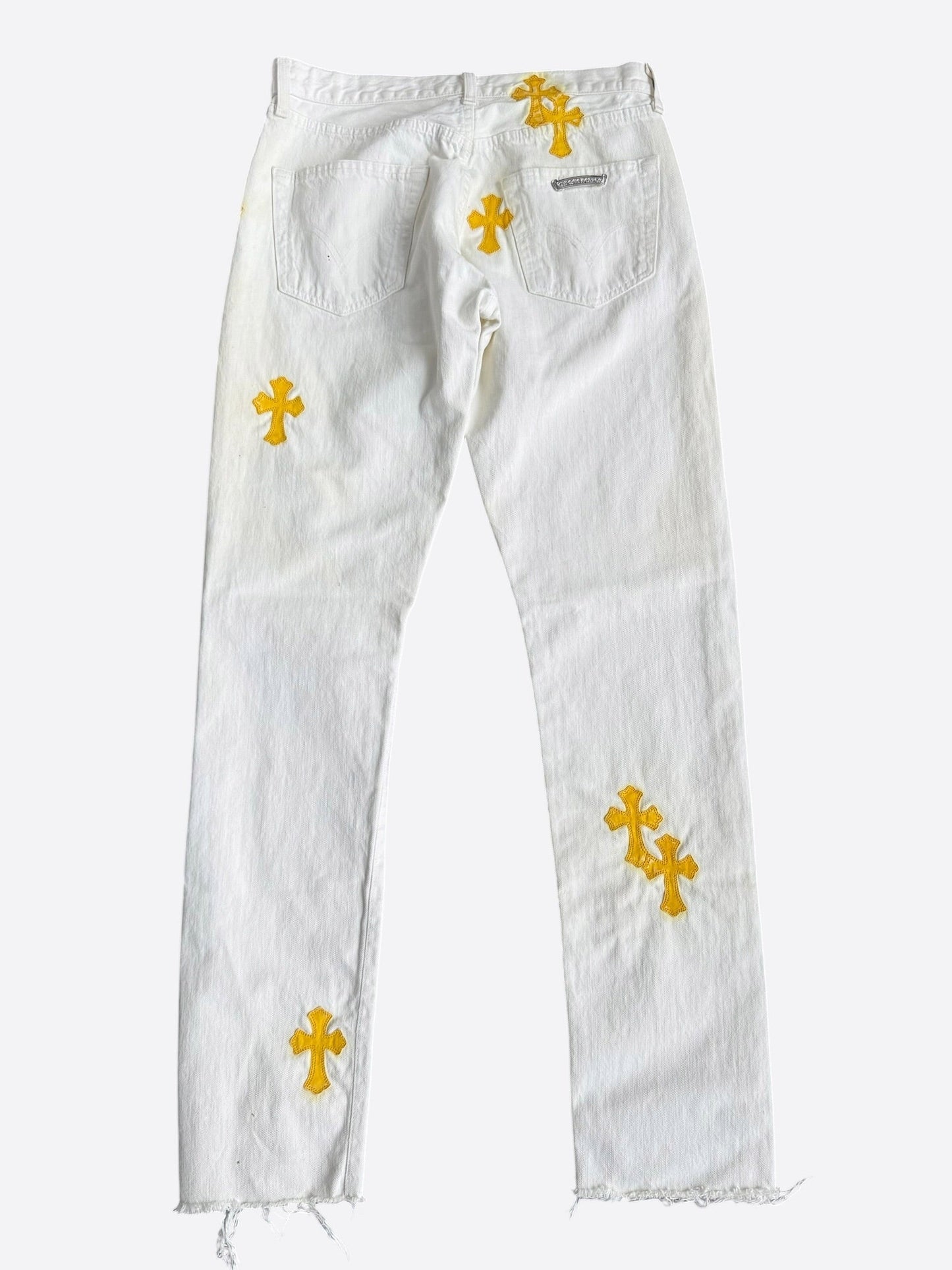 Chrome Hearts Levis White & Yellow Cross Patch Jeans