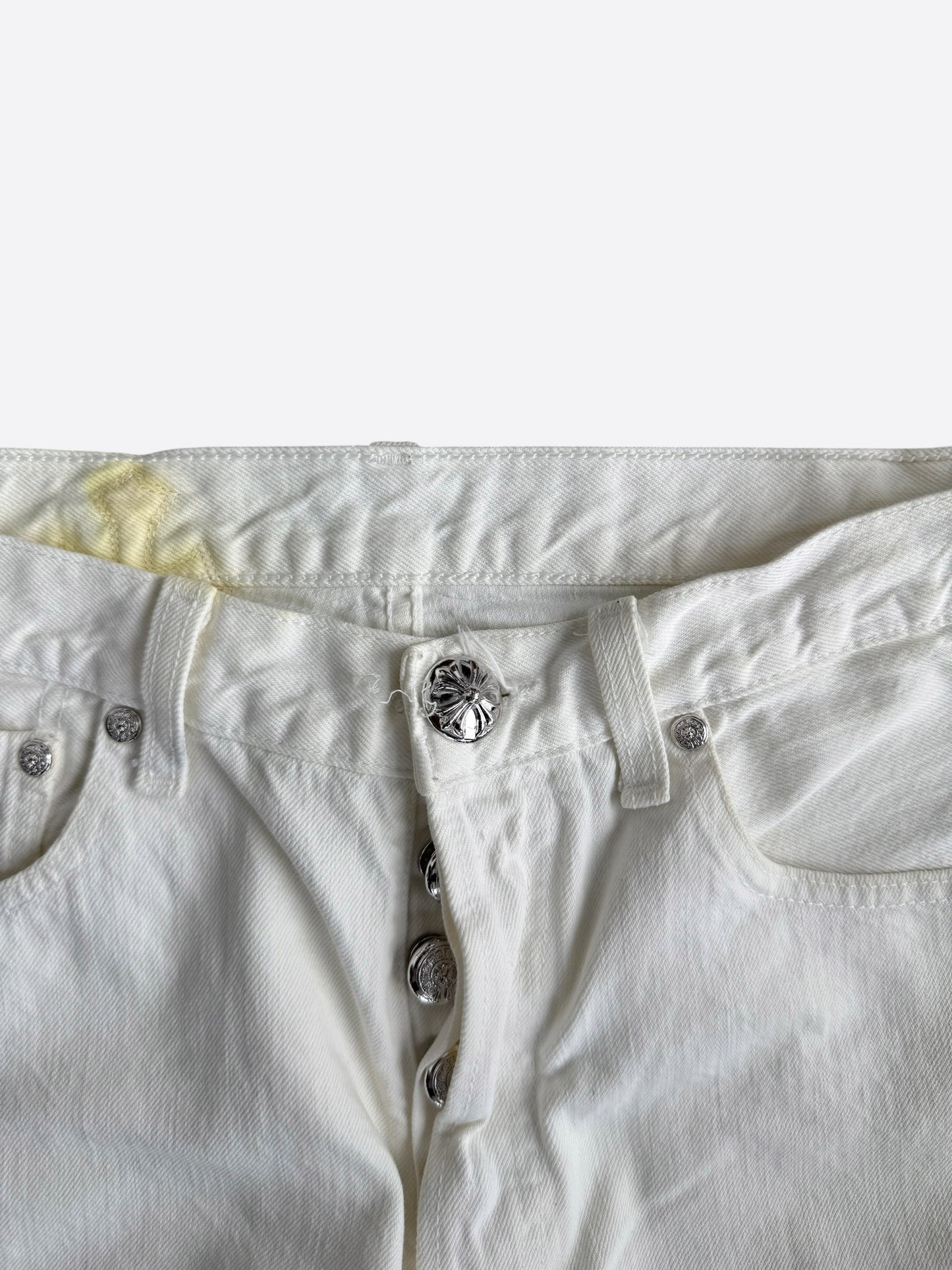 Chrome Hearts Levis White & Yellow Cross Patch Jeans