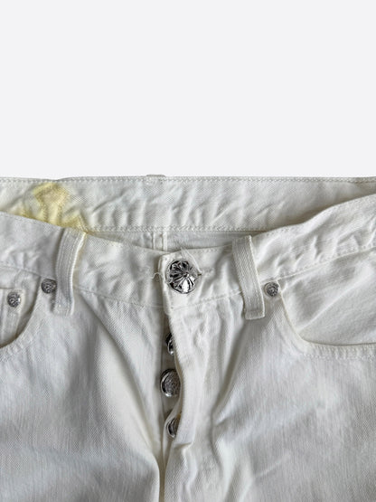 Chrome Hearts Levis White & Yellow Cross Patch Jeans