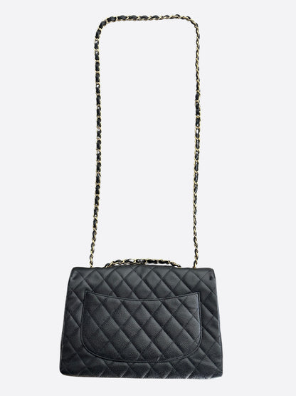 Chanel Black Caviar Quilted Jumbo Flap Bag