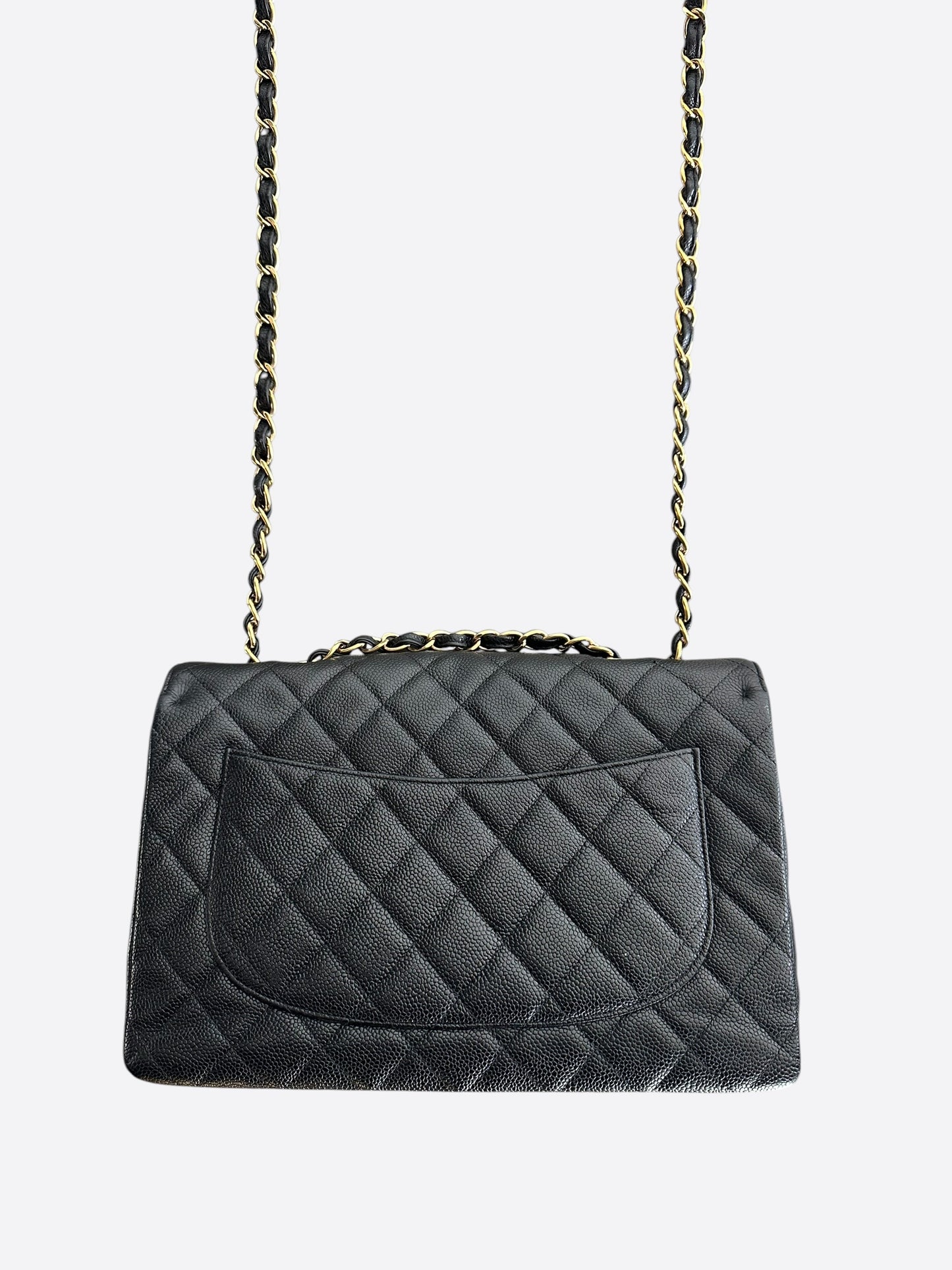 Chanel Black Caviar Quilted Jumbo Flap Bag