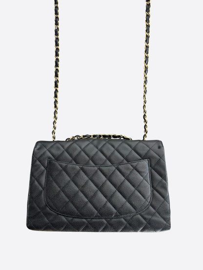Chanel Black Caviar Quilted Jumbo Flap Bag