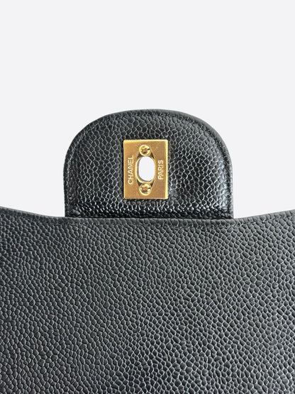 Chanel Black Caviar Quilted Jumbo Flap Bag
