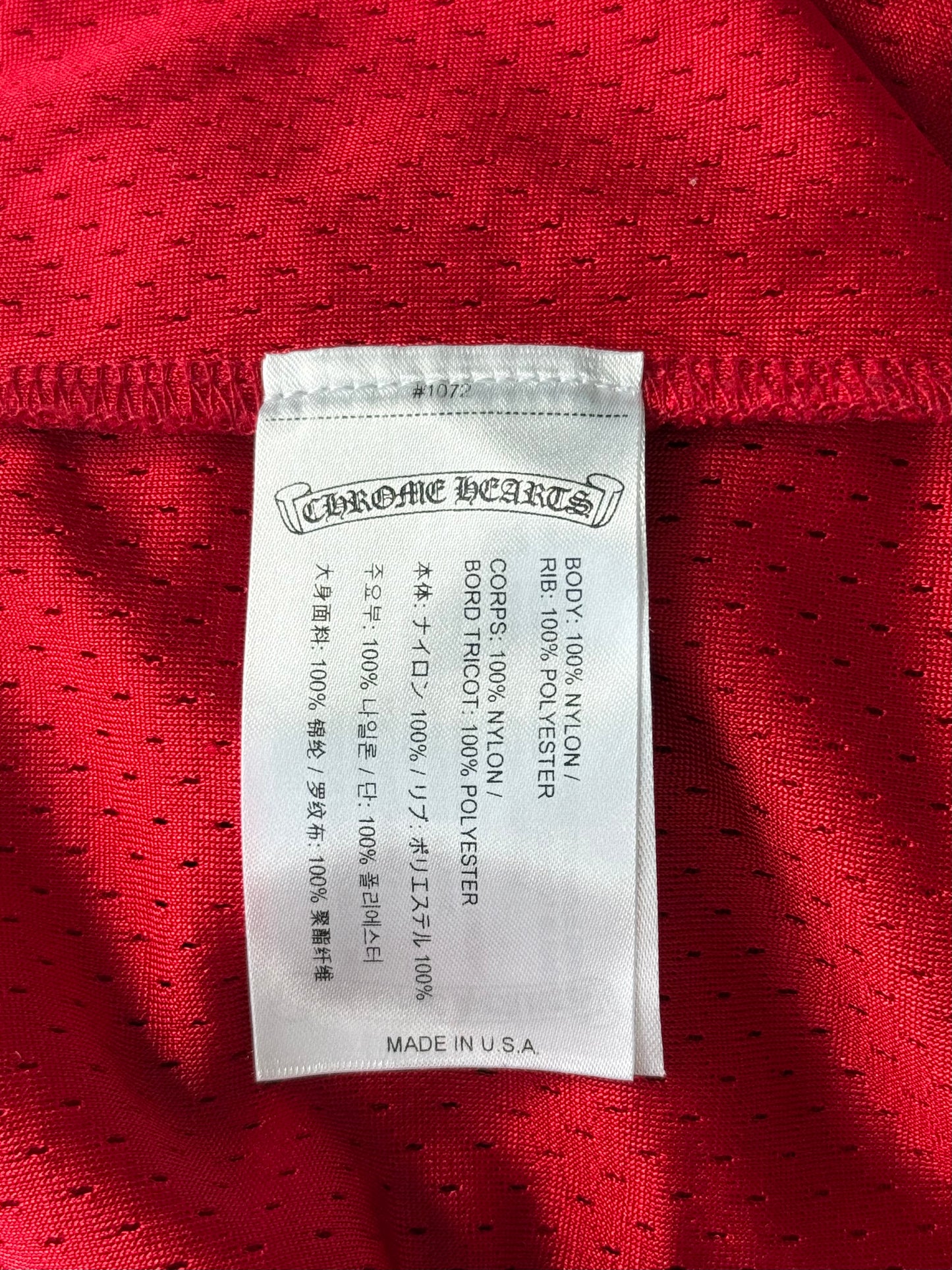 Chrome Hearts Matty Boy Red Form Mesh Jersey Longsleeve T-Shirt