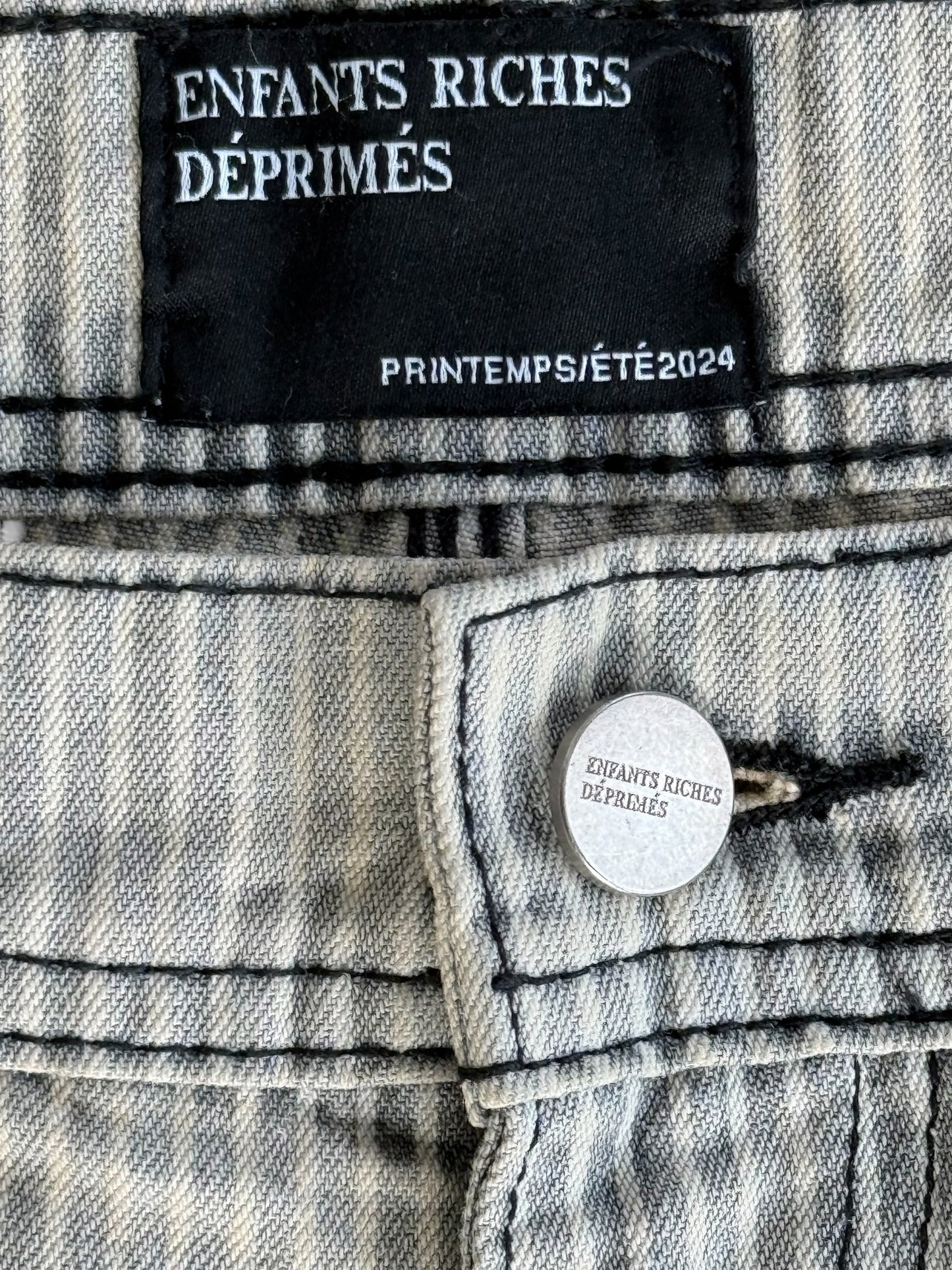 Enfants Riches Deprimes Hickory Pinstripe Shuji Distressed Carpenter Pants