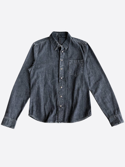 Chrome Hearts Grey & White Cross Patch Denim Shirt
