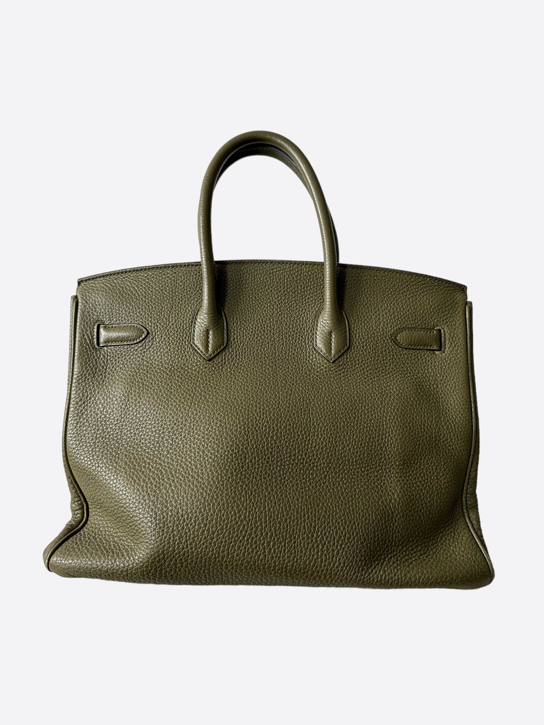Hermes Birkin bag 35 Olive green Togo leather Silver hardware