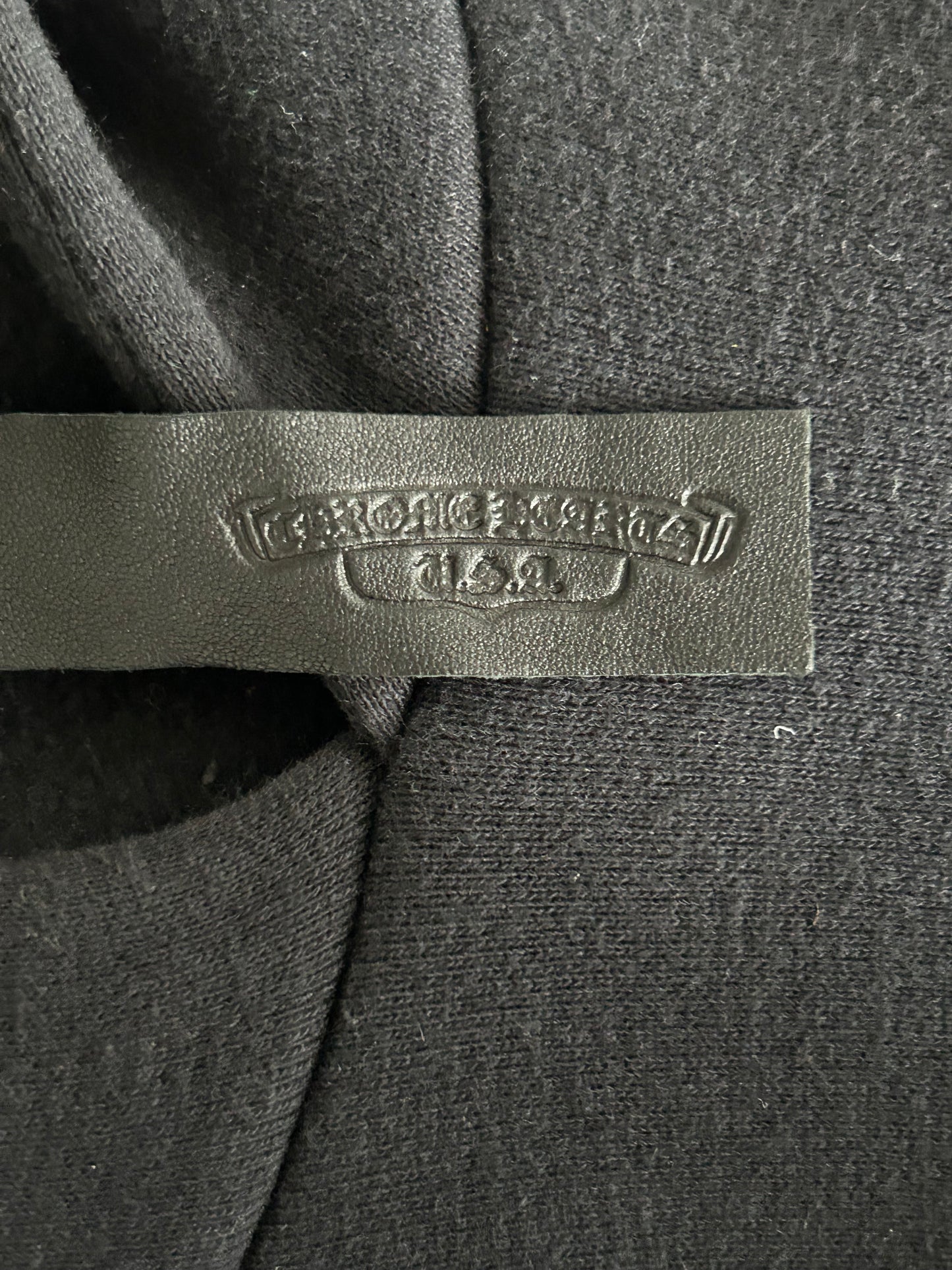 Chrome Hearts Black Leather Triple Cross Patch Hoodie