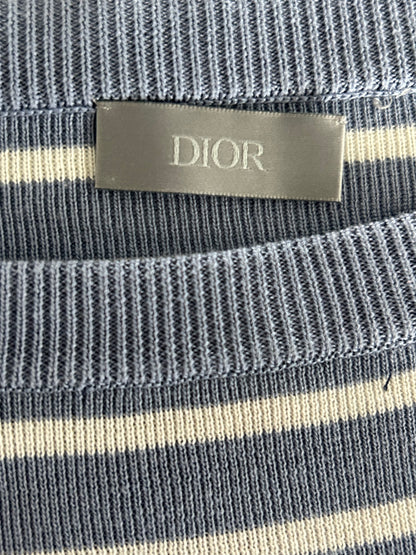 Dior Blue & White Striped Logo T-Shirt