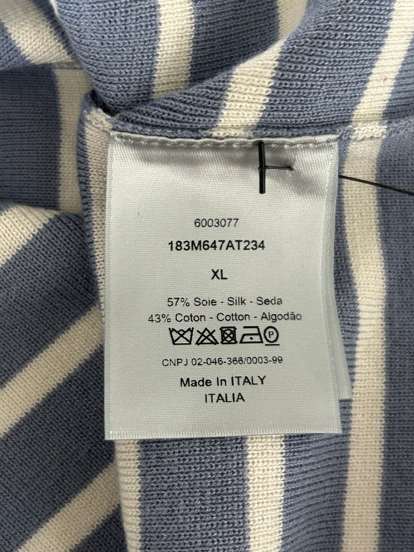 Dior Blue & White Striped Logo T-Shirt