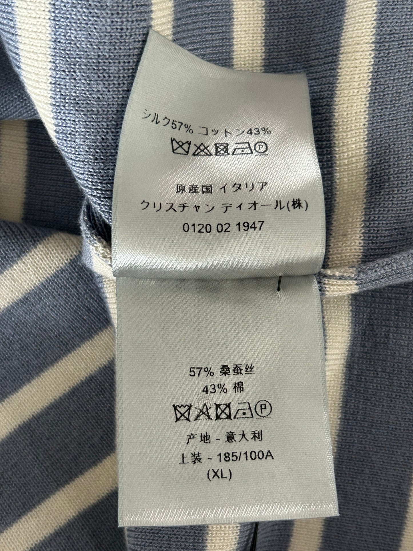 Dior Blue & White Striped Logo T-Shirt