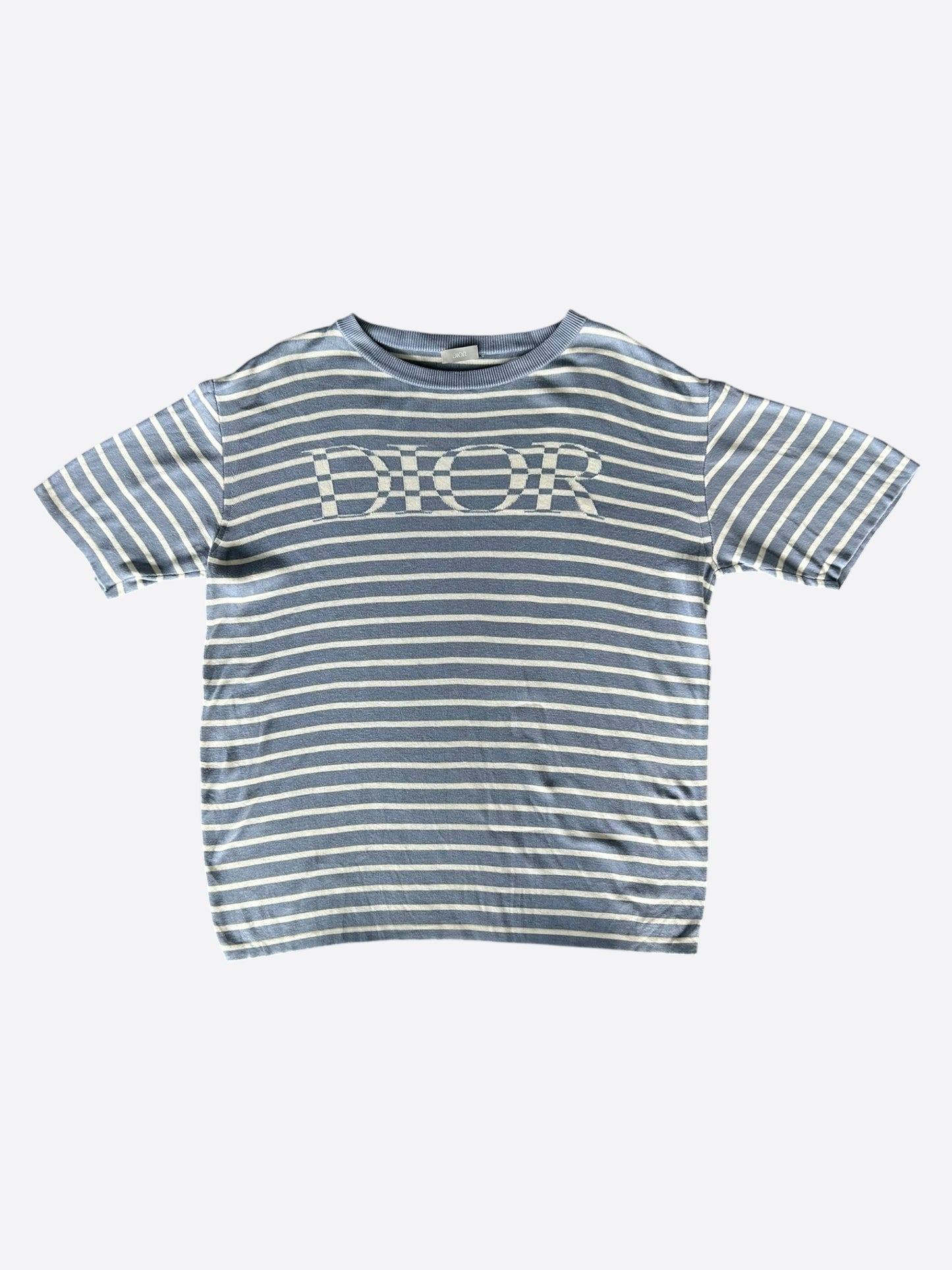 Dior Blue & White Striped Logo T-Shirt