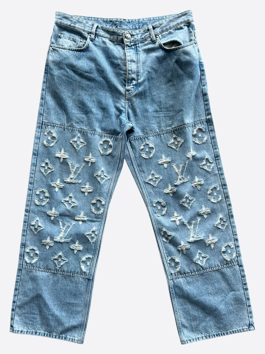 Louis Vuitton Blue & White Monogram Carpenter Jeans