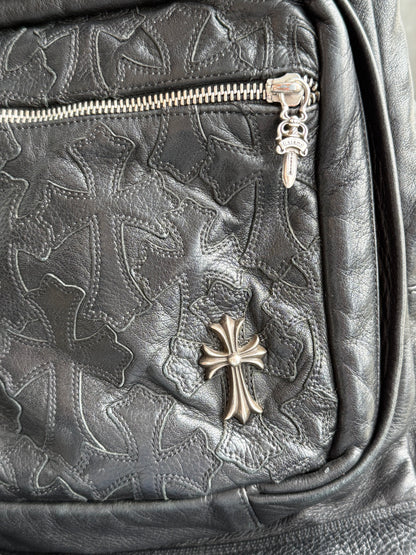 Chrome Hearts Black Cross Patch Leather 7th Grade Backpack