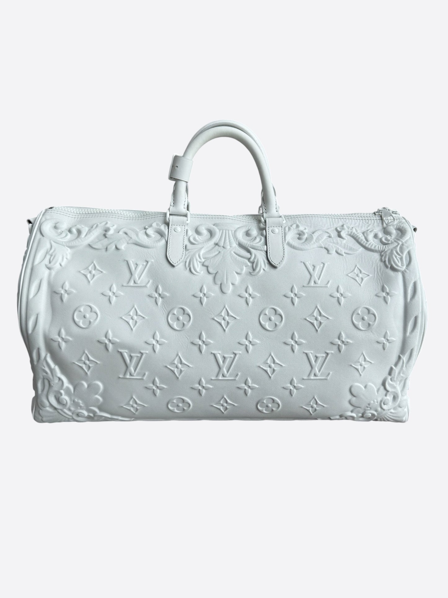 Louis Vuitton White Ornament Monogram Keepall 50