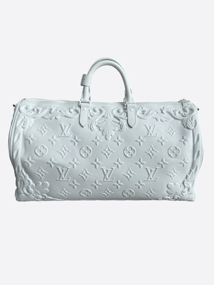 Louis Vuitton White Ornament Monogram Keepall 50
