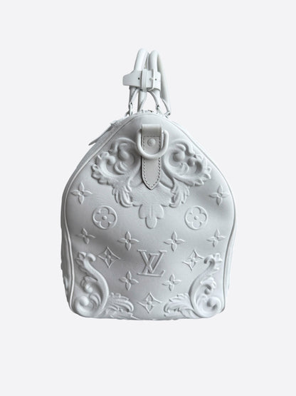 Louis Vuitton White Ornament Monogram Keepall 50