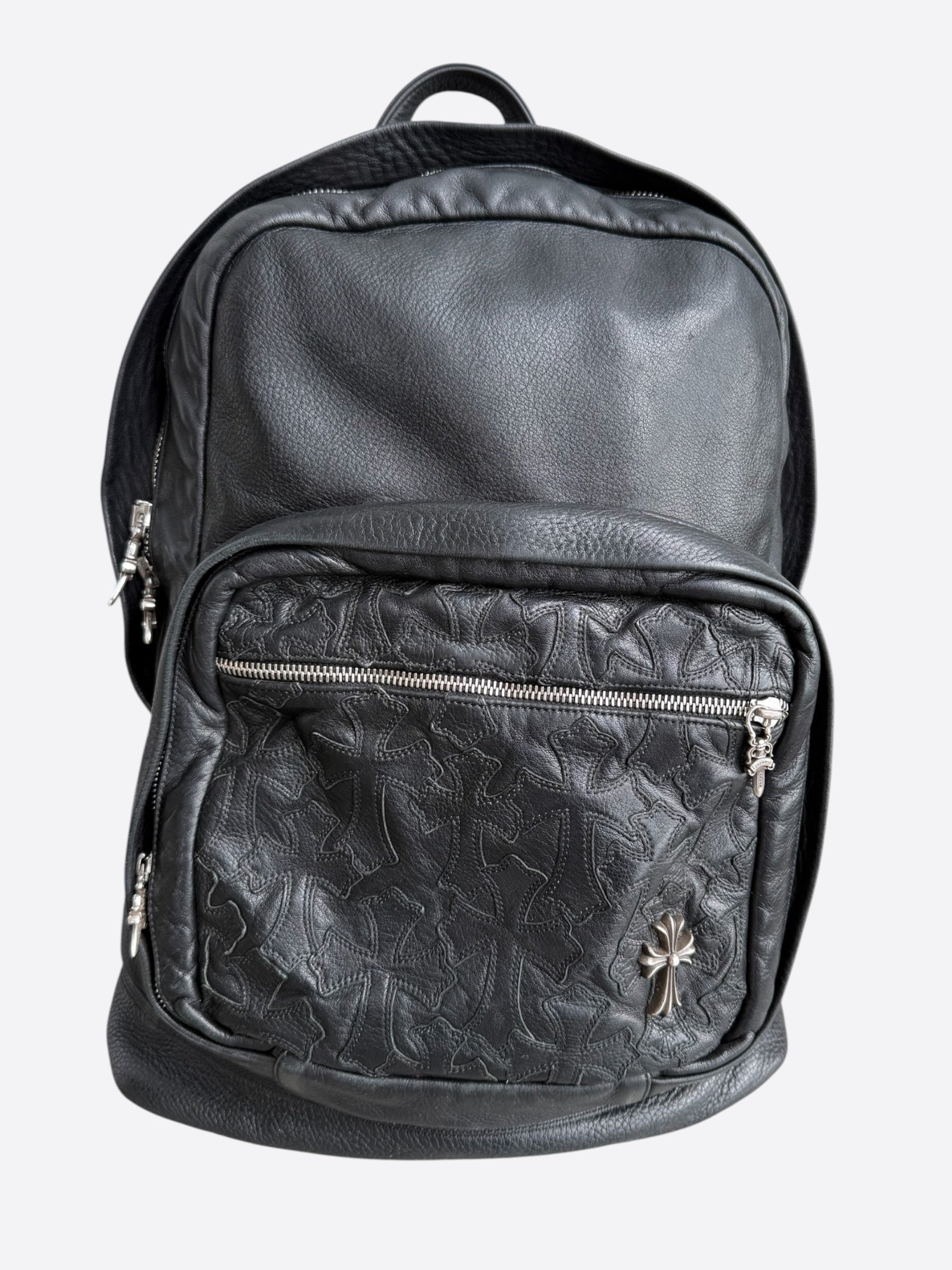 Chrome Hearts Black Cross Patch Leather 7th Grade Backpack