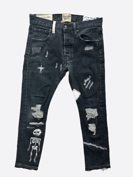 Gallery Dept Black Fuck Face Distressed Jeans