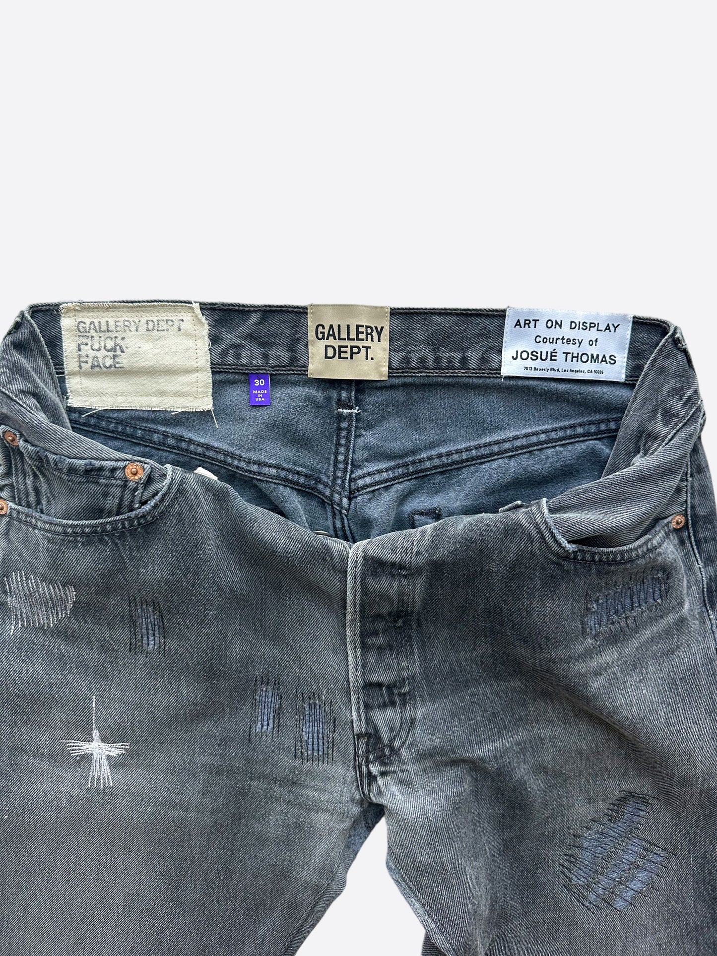 Gallery Dept Black Fuck Face Distressed Jeans