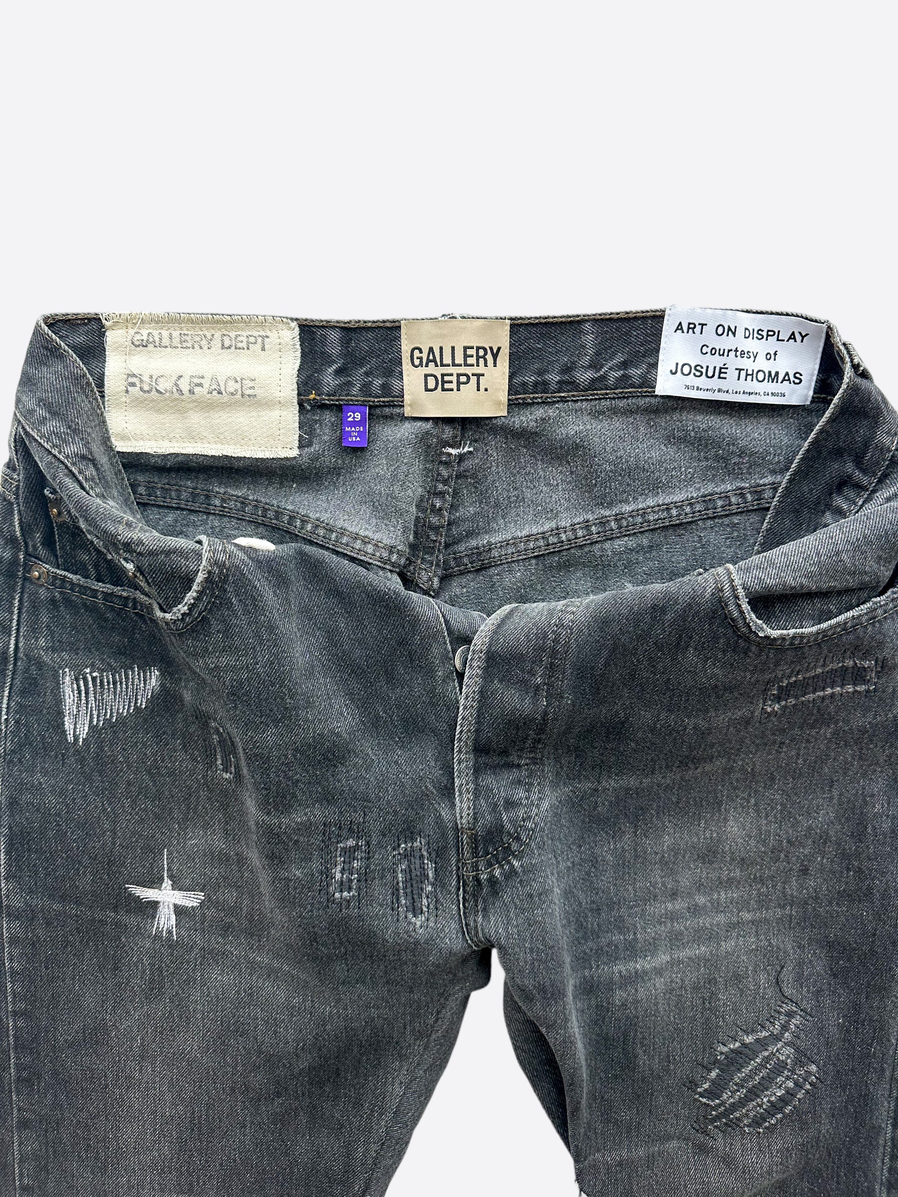 Gallery Dept Black Fuck Face Distressed Jeans