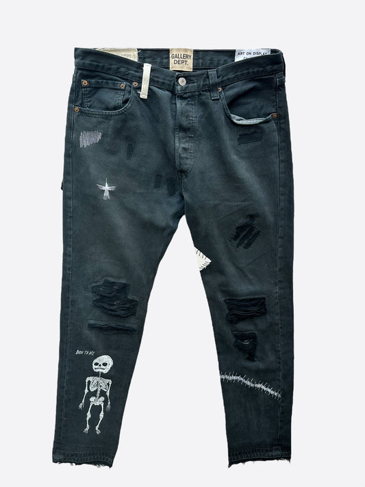 Gallery Dept Black Fuck Face Distressed Jeans