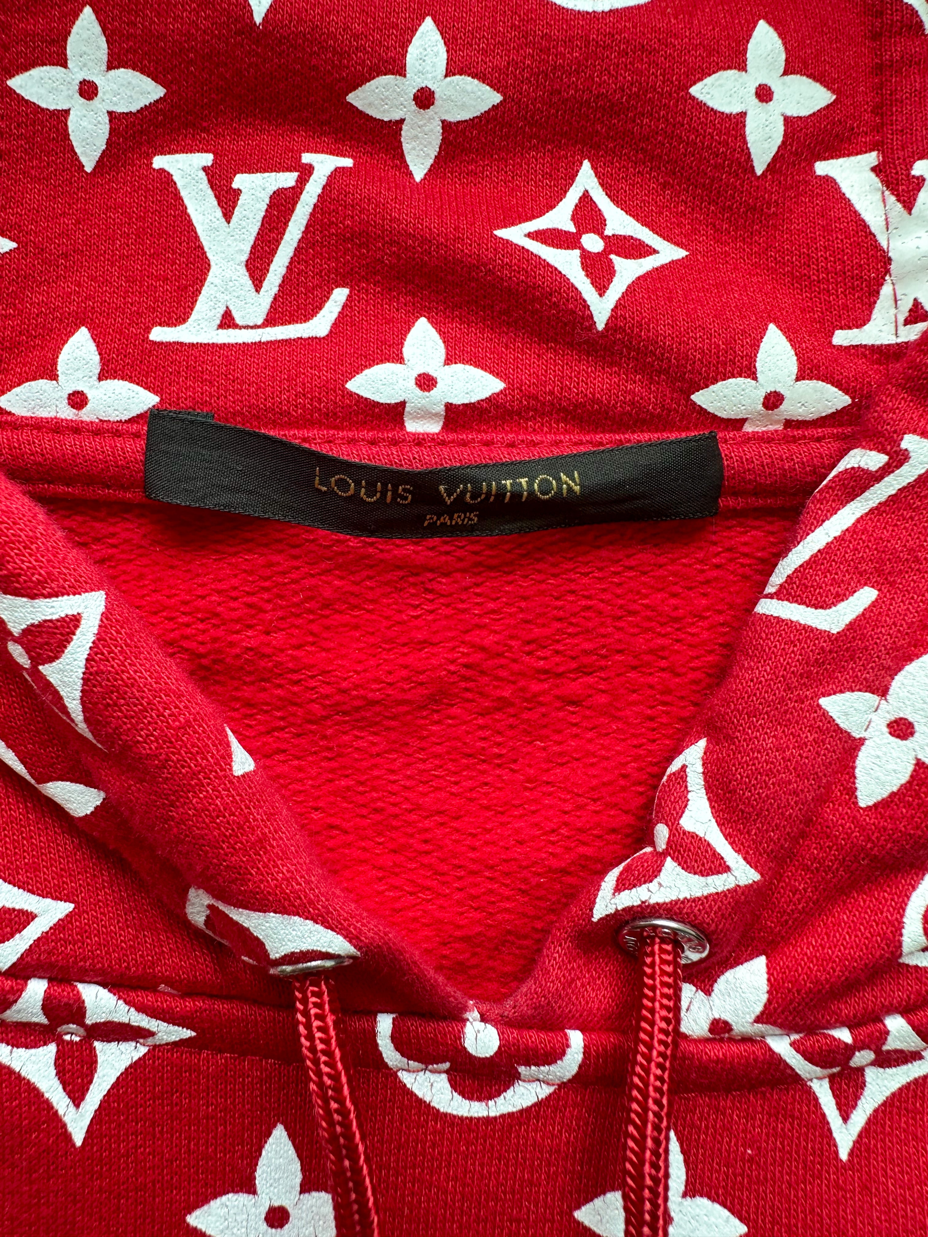 Supreme hoodie cheap red louis vuitton