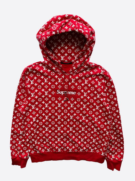 Louis Vuitton Supreme Red Monogram Box Logo Hoodie