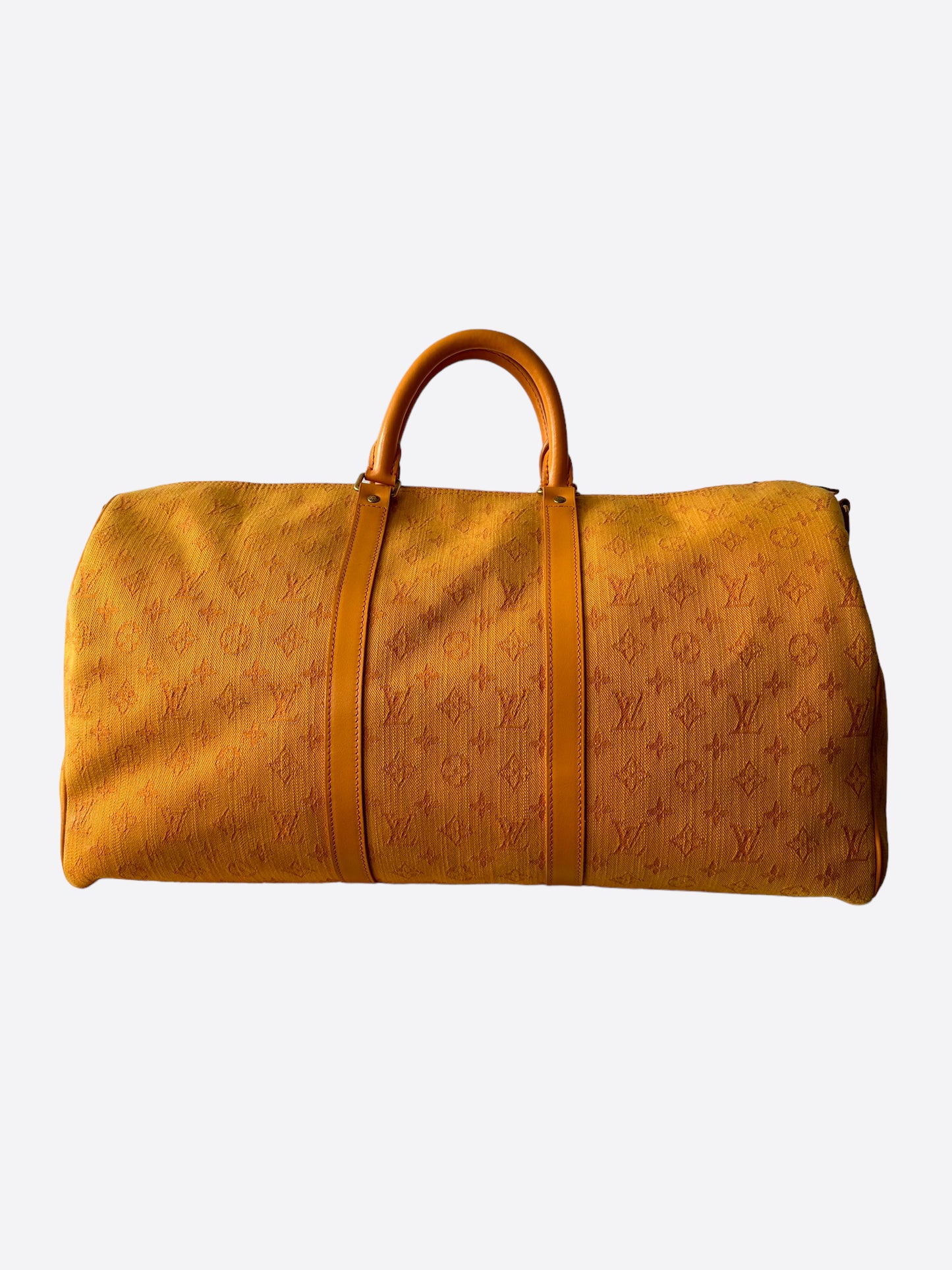 Louis Vuitton Yellow Denim Monogram Keepall 50