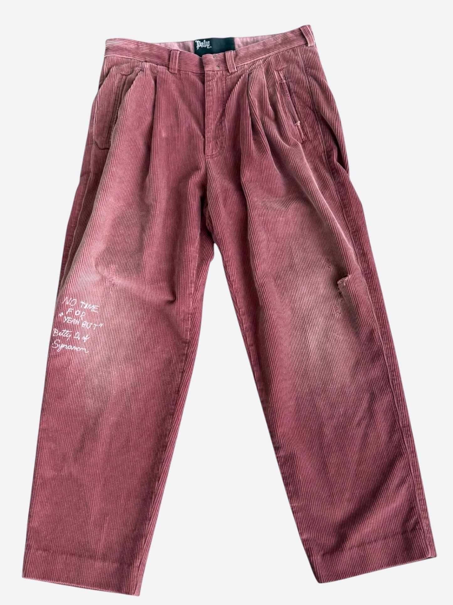 Paly Burgundy & White Synanon Cord Pleated Pants