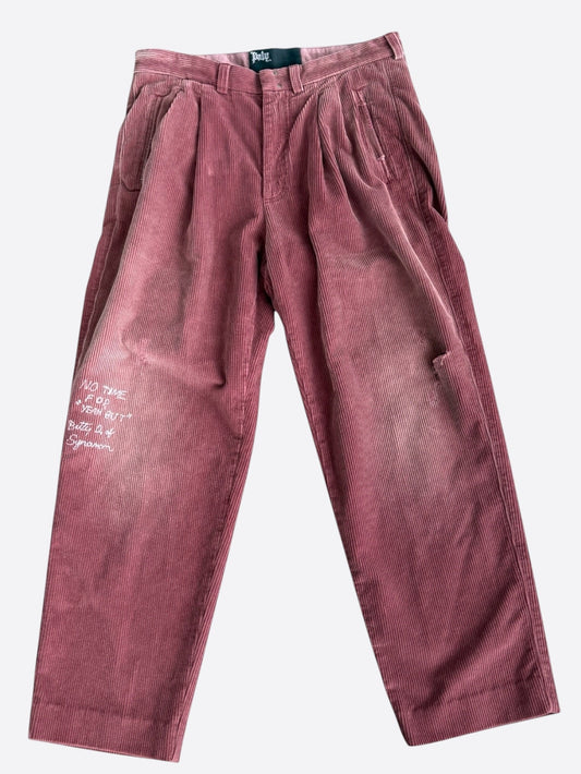 Paly Burgundy & White Synanon Cord Pleated Pants