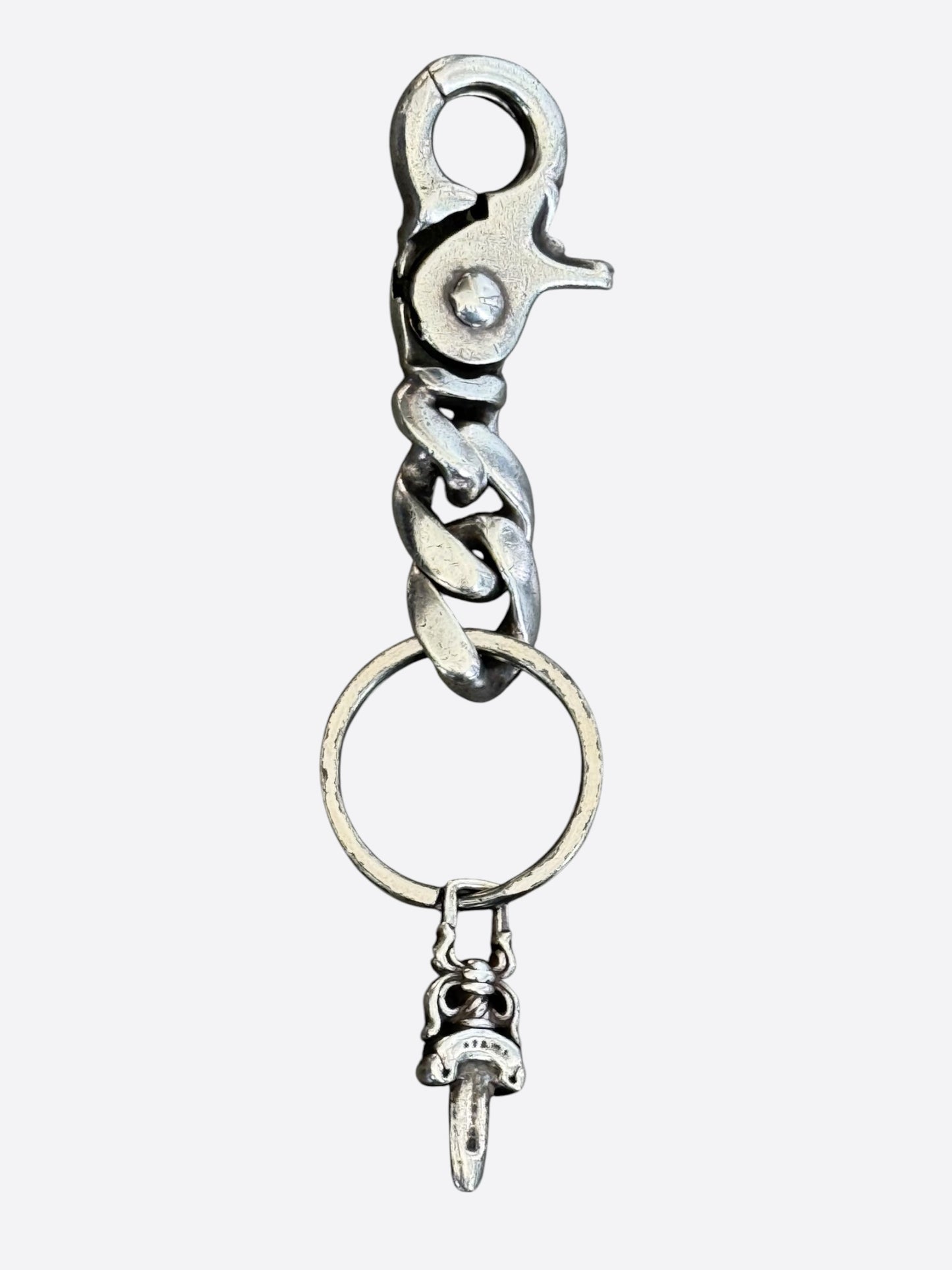 Chrome Hearts Silver Cuban Link Dagger Keychain