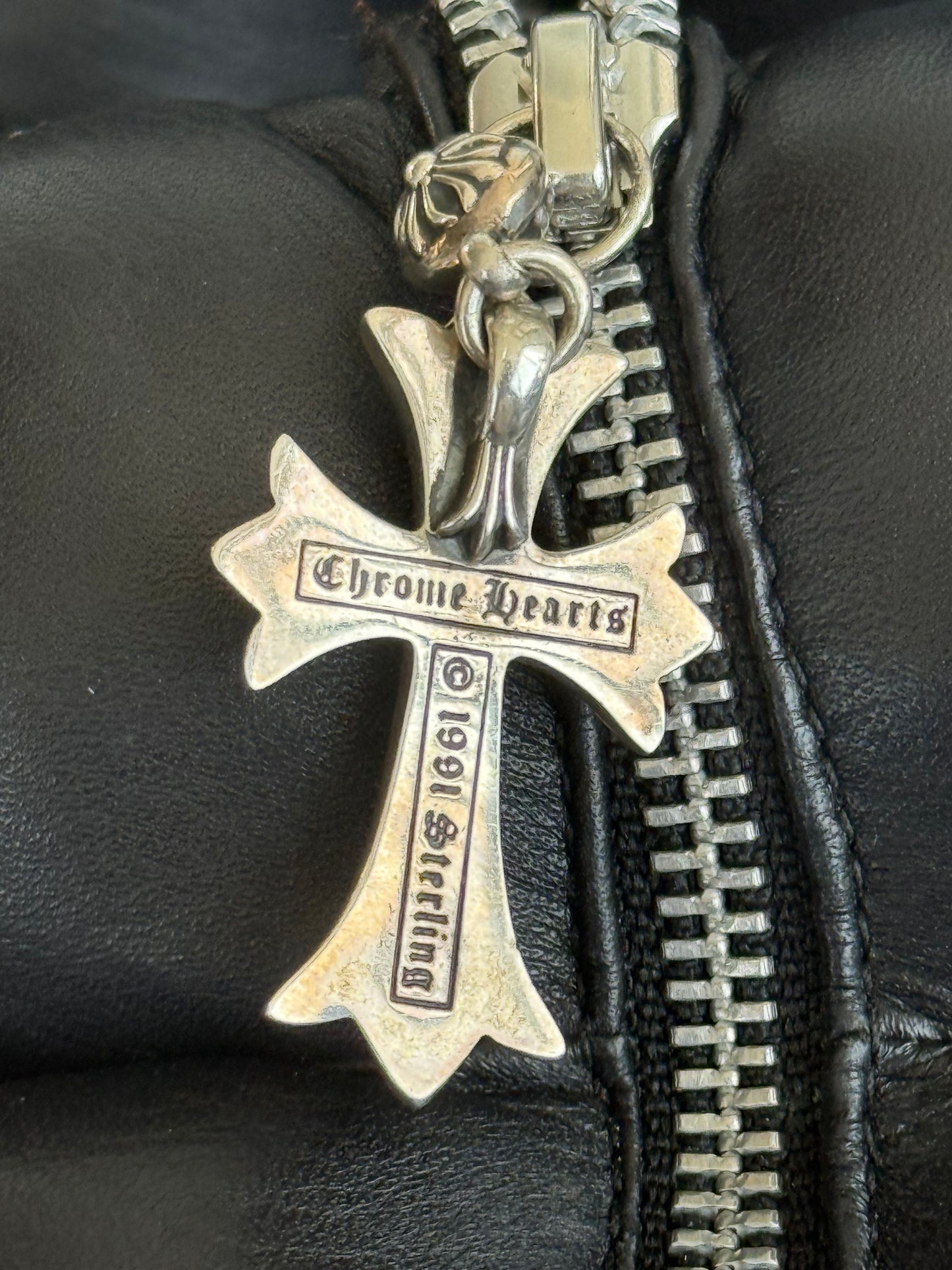 Chrome Hearts Black Leather Maltese Cross Pillow