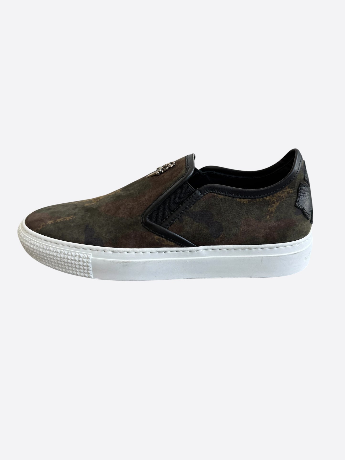 Chrome Hearts Green Camoufalge Dagger Slip On Sneakers