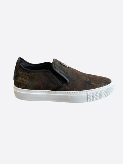 Chrome Hearts Green Camoufalge Dagger Slip On Sneakers