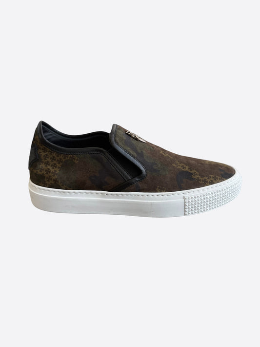 Chrome Hearts Green Camoufalge Dagger Slip On Sneakers