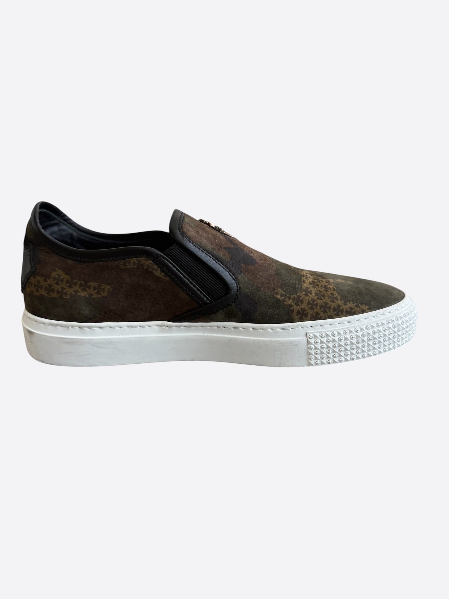 Chrome Hearts Green Camoufalge Dagger Slip On Sneakers