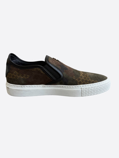 Chrome Hearts Green Camoufalge Dagger Slip On Sneakers