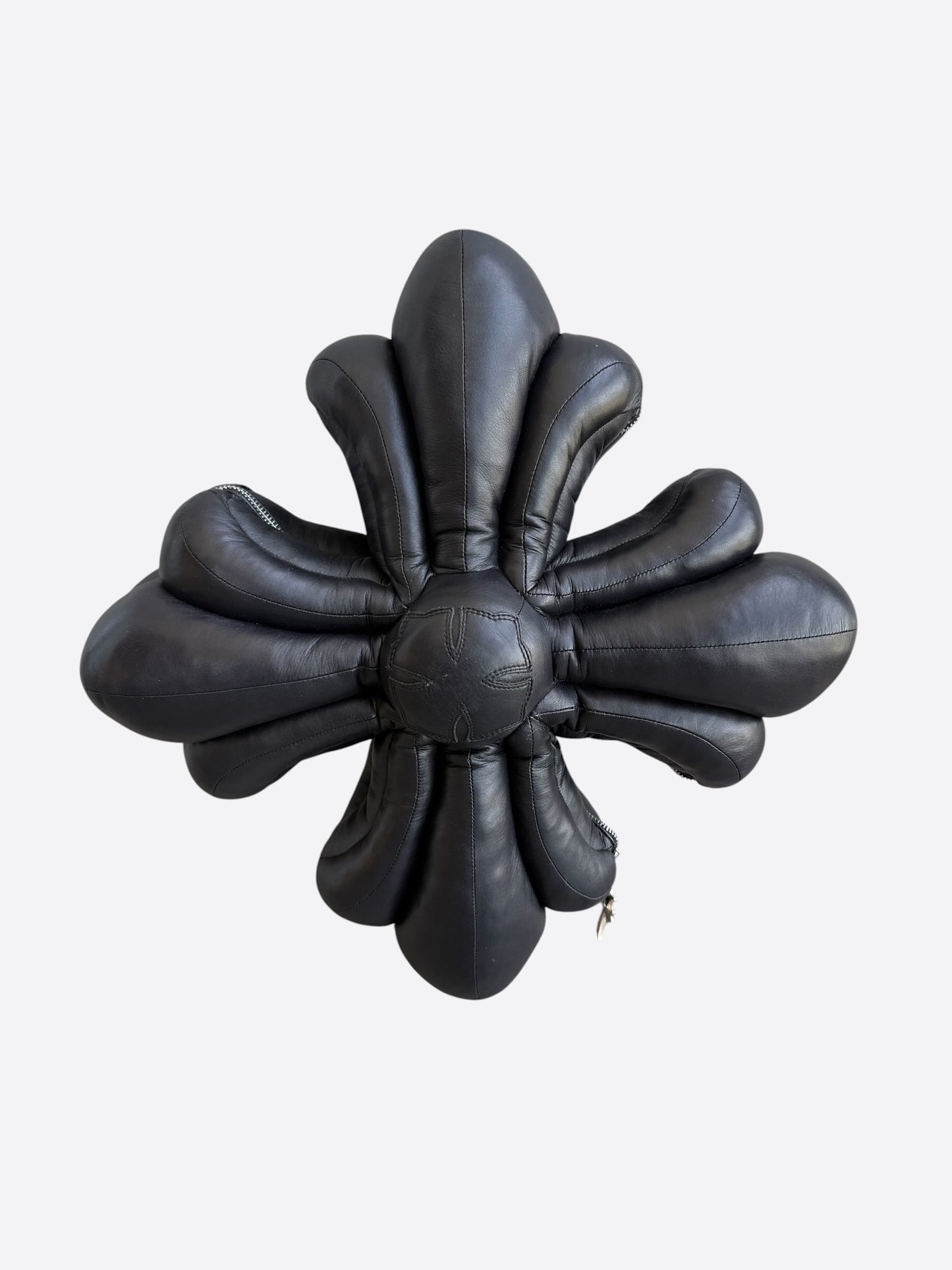 Chrome Hearts Black Leather Maltese Cross Pillow